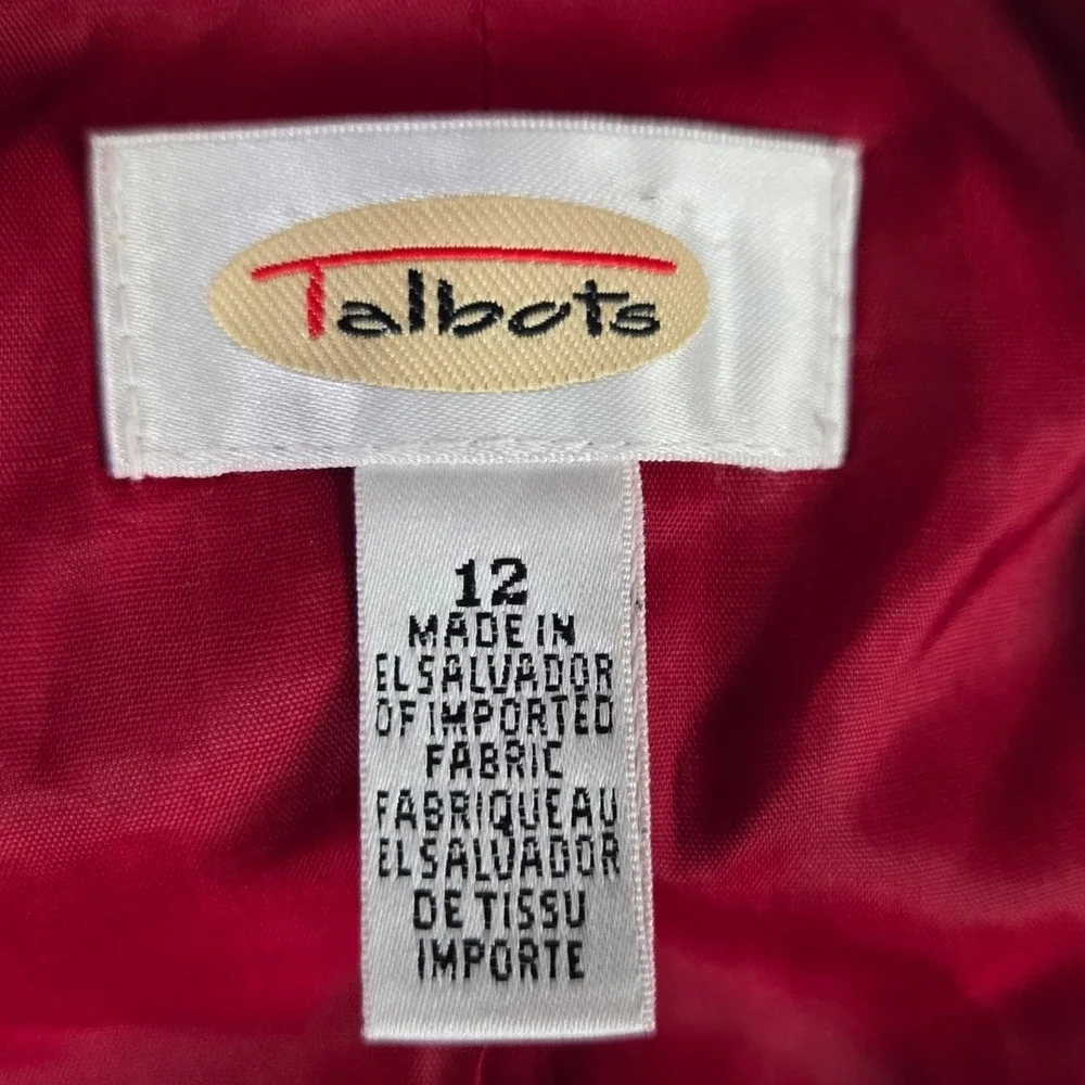90s Vintage Cherry Red Wool Single Breasted Blazer Talbots Jacket Size 12